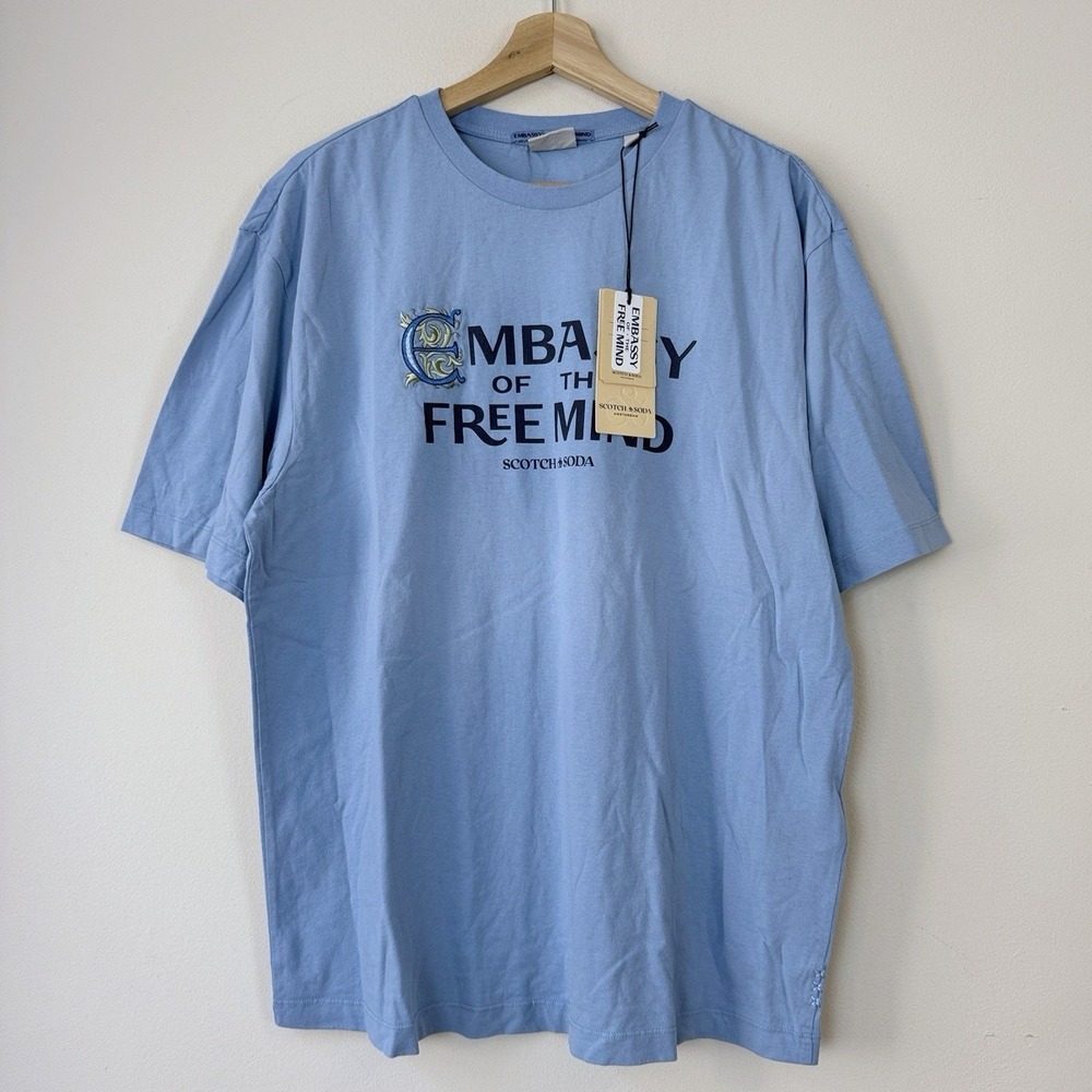 Scotch & Soda Embassy Of The Free Mind NEW Blue Tee Shirt - Large